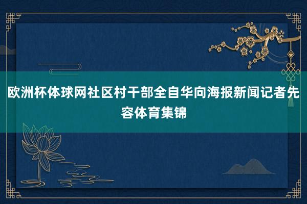 欧洲杯体球网社区村干部全自华向海报新闻记者先容体育集锦