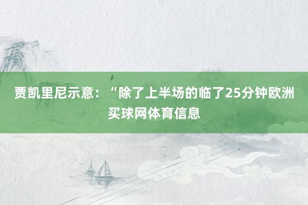 贾凯里尼示意：“除了上半场的临了25分钟欧洲买球网体育信息